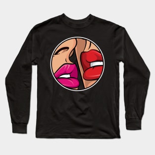 Ruby Red Lipstick Kiss Pop Art Long Sleeve T-Shirt